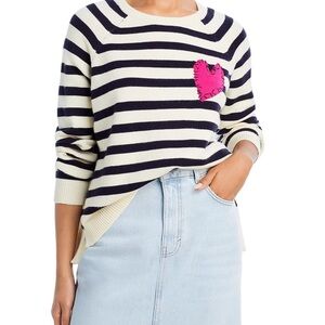 Aqua X Kerri Rosenthal Striped Heart Patch Sweater Size Extra Small